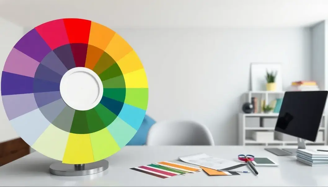 Color wheel in a modern interior design studio.