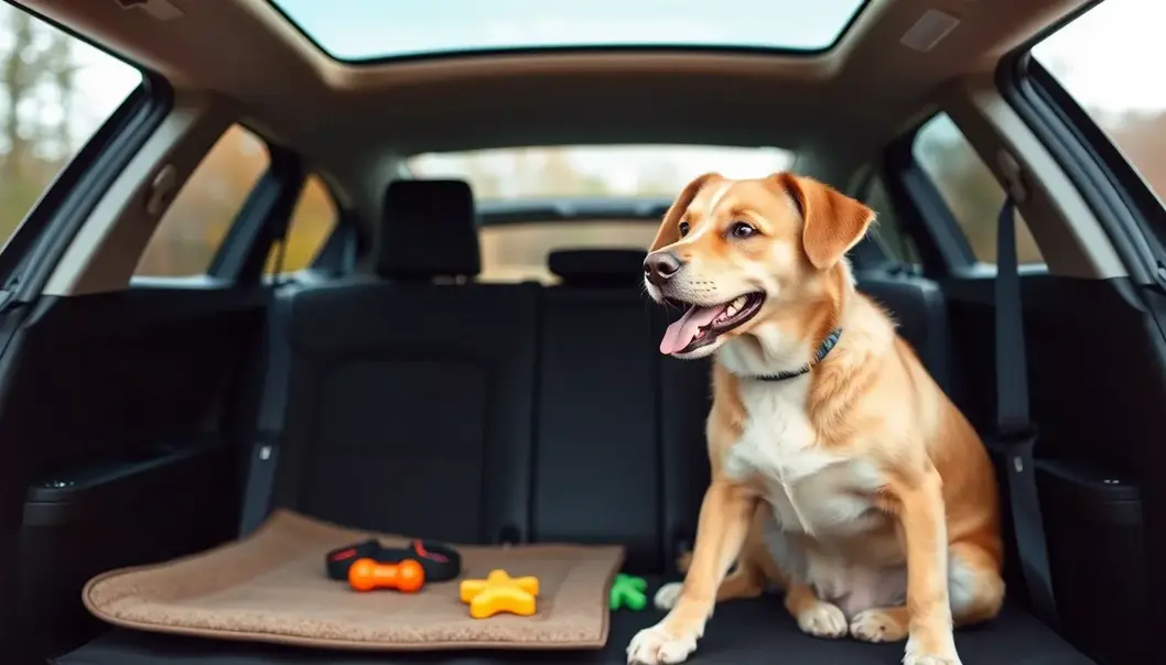 A dog enjoying its space in a pet-friendly car interior.